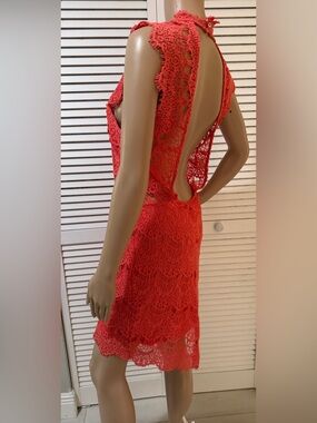 Free People Intimately Coral Lace Open Back Dress NWT Boho Romantic Mini
